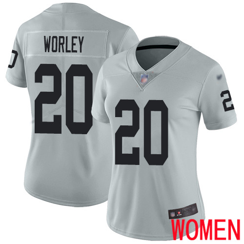 Oakland Raiders Limited Silver Women Daryl Worley Jersey NFL Football #20 Inverted Legend Jersey